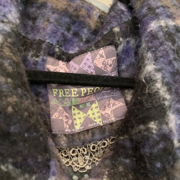 Free People M Checked Coat - Used - Picture 3 of 3